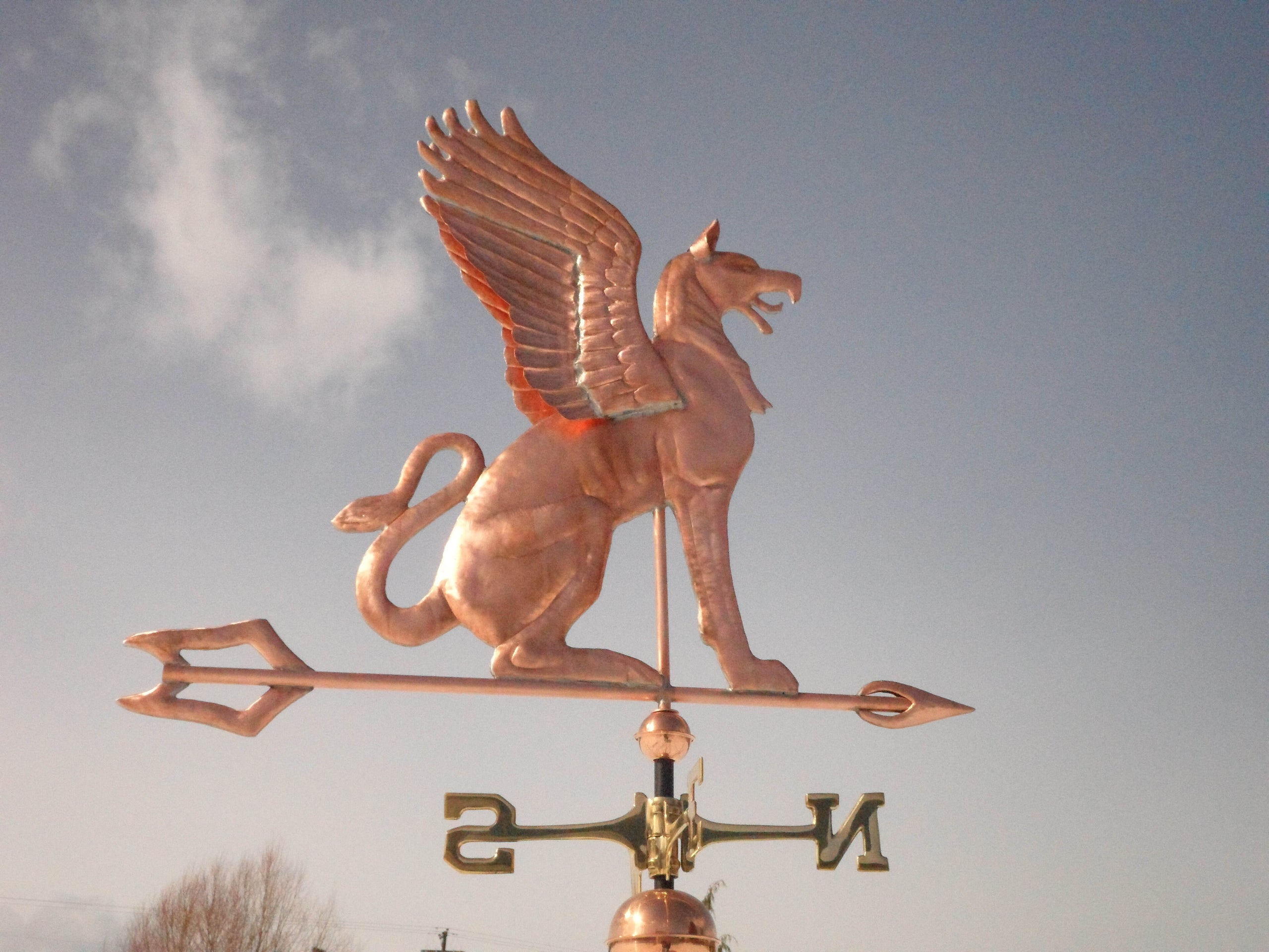 Copper Griffin Weathervane, Architectural detail, Home Decoration